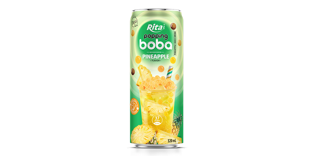 Good Quality Popping Boba Tea Pineapple Flavor 320ml Slim Can